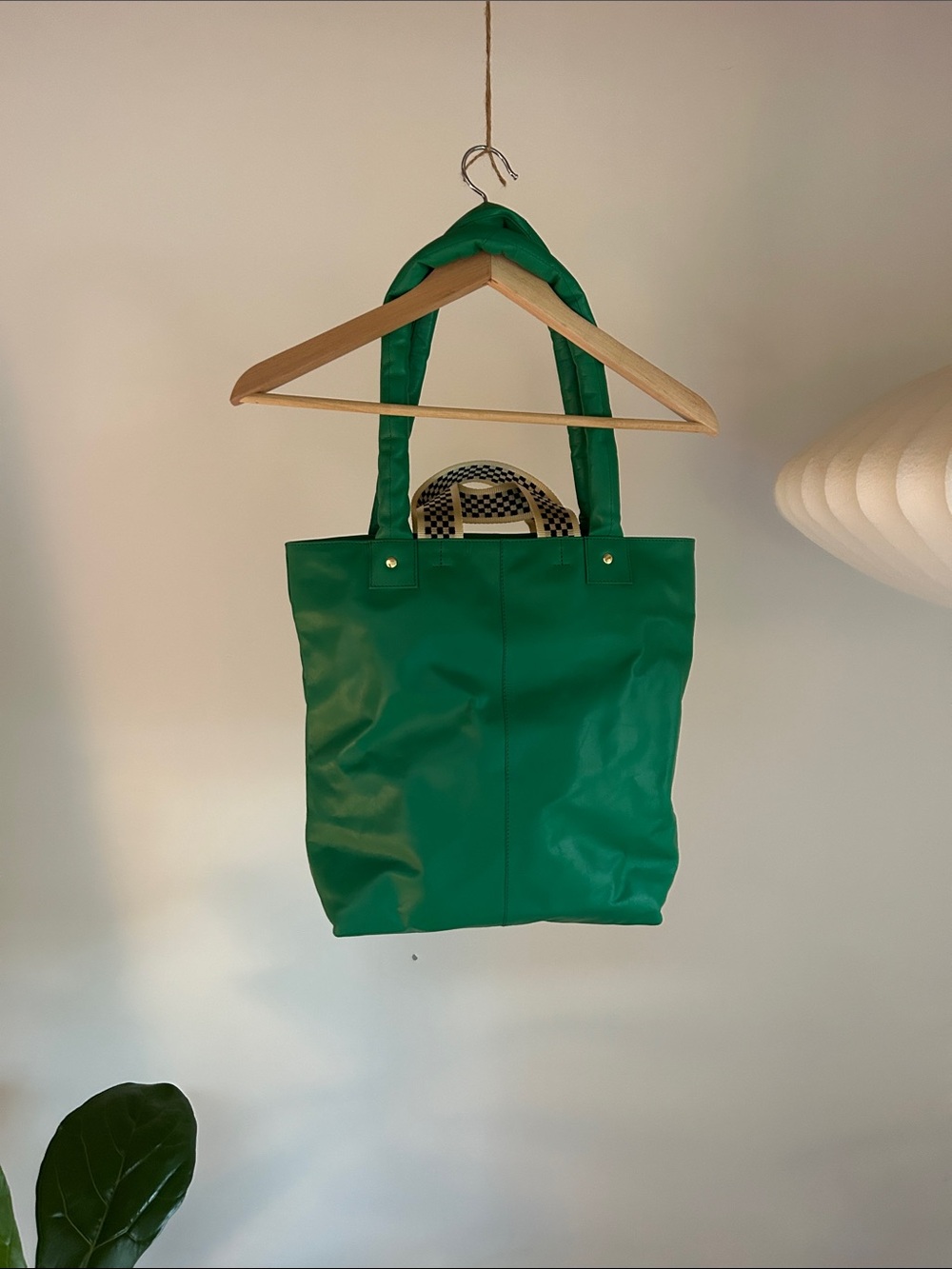 Clare V Green Padded-Handle Tote